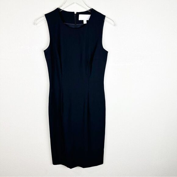 Hugo Boss Dirusa Fundamentals Black Sheath Stretch Sleeveless Dress Midi Size 2 - Picture 1 of 8